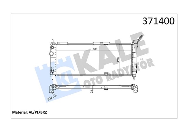 SU RADYATORU OPEL CORSA B - COMBO - TIGRA 1.2I 1.4I 1.6I 16V 93 AT AC BRAZING 680X273X28