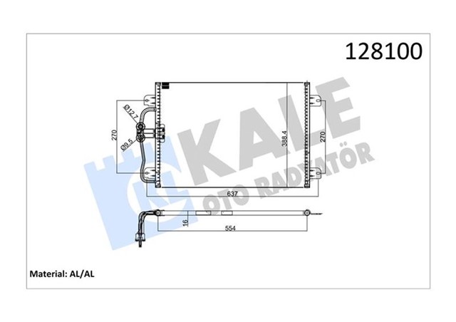 KLIMA KONDENSERI MGN I 96 - 03 1.4 - 1.6 - 2.0 - 1.9D 545X391X16