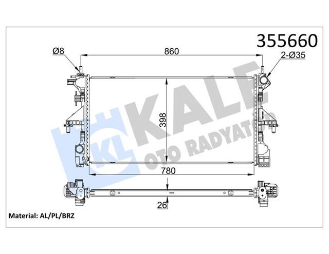 SU RADYATORU PEUGEOT BOXER - CITROEN JUMPER 2.2 3.0HDI 06 FIAT DUCATO 2.3D MTJ 11 MT MEKANIK 781X416X24 1616950280 - 1382424080 - 1617023380 - 1618094280