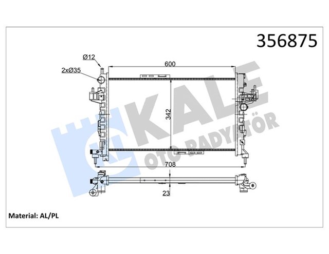 SU RADYATORU OPEL CORSA C - COMBO - TIGRA 1.3 1.7 CDTI 03 MT AC MEKANIK 600X342X23 24466780 - 93177424 - 93177593