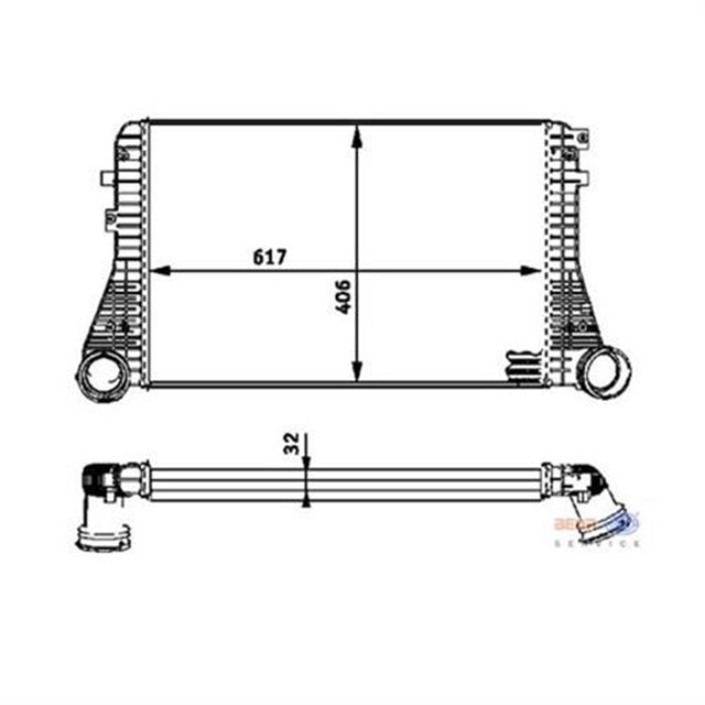 TURBO RADYATORU INTERCOOLER GOLF V - JETTA - TOURANT - A3 - TT - LEON - TOLEDO - OCTAVIA - 2.0 - 1.8 - 1.9 617X406X32