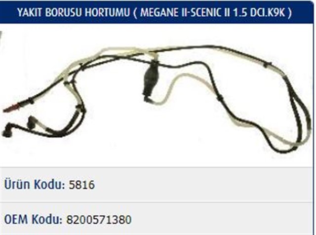 YAKIT BORUSU HORTUMU MEGANE II - SCENIC II 1.5 DCI.K9K
