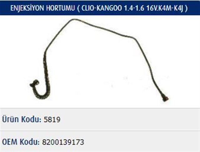 ENJEKSIYON HORTUMU CLIO - KANGOO 1.4 - 1.6 16V.K4M - K4J