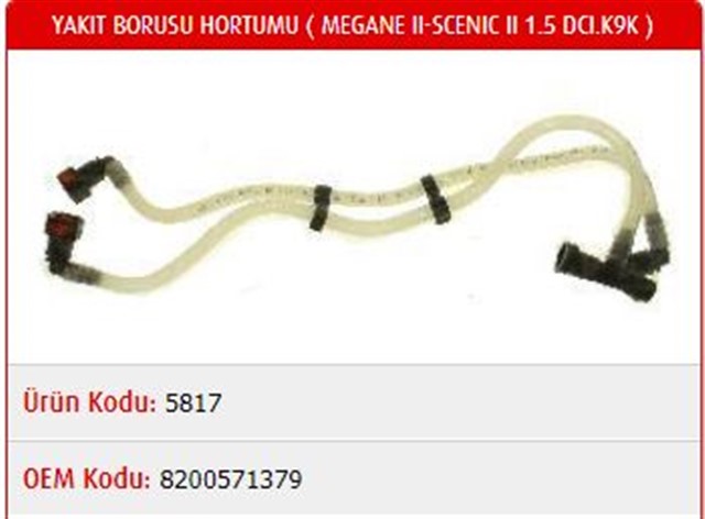 YAKIT BORUSU HORTUMU MEGANE II - SCENIC II 1.5 DCI.K9K