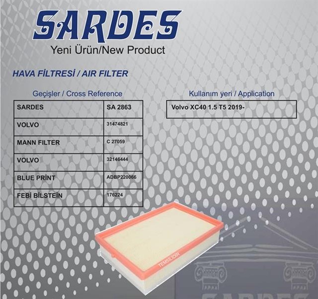 HAVA FILTRESI VOLVO XC40 T5 1.5 19