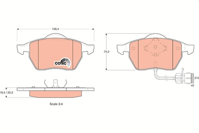 ON BALATA FISLI PASSAT 96 - 01 A6 94 - 97 100 AVANT 1.8 - 2.0 - 2.5 - 2.6 TDI 16V GDB1049