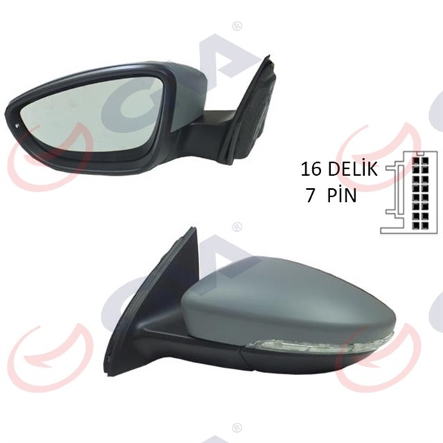 DIS DIKIZ AYNASI SOL PASSAT 11 ELEKTRIKLI ISITMALI C.AYDINLATMALI ASTARLI ASFERIK 7 FIS VM - 6194NEHPAL