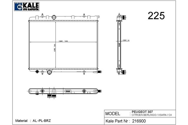 RADYATOR P307 1.4 IE - XSARA - BERLINGO 1.6 IE 16V 1 SIRA ALB SISTEM