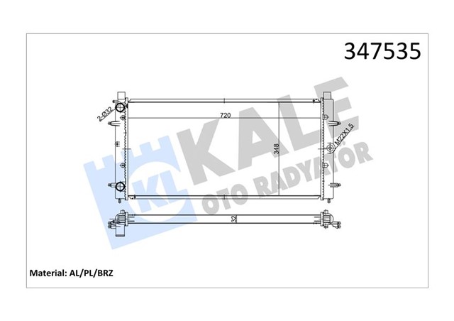 SU RADYATORU VW TRANSPORTER IV 1.8 1.9D - TD 2.4 2.5TDI 92 - 03 MT AC NAC BRAZING 720X348X32 701121253K - 701121253M
