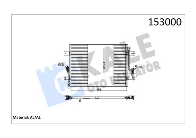 KLIMA KONDENSERI ALBEA 1.2 - 1.6 445X350X16 1 SIRA ALB SISTEM