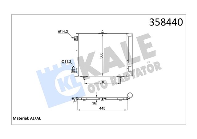 KONDENSER 207 - 208 - 1007 - 2008 05 - C2 - C3 - C3 II 03 DS 3 14 1.4 1.6HDI KURUTUCU ILE AL/AL 420X371X16
