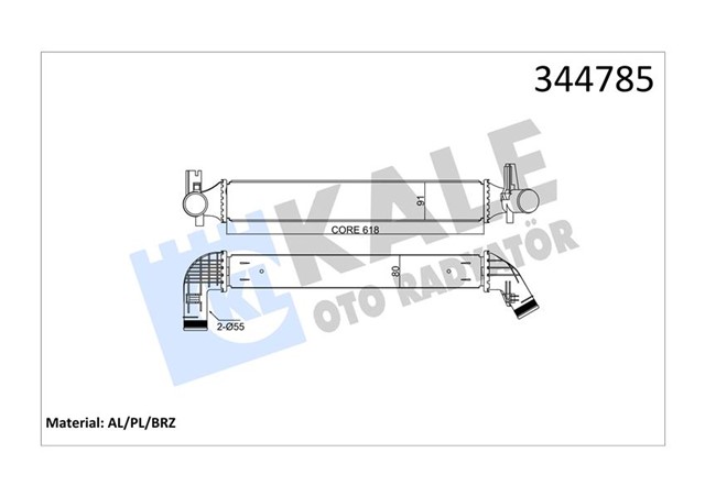 TURBO RADYATORU INTERCOOLER POLO 10 A1 11 IBIZA 09 1.4 - 1.8 - 2.0 617X97X80 MEK AL/PL/BRZ