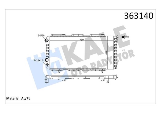 BRAZING VERSIYONU KL344340 PEUGEOT BOXER - CITROEN JUMPER - FIAT DUCATO 244 2.0JTD 02 06 MT M EKANIK 790X416X34 SU RADYATORU
