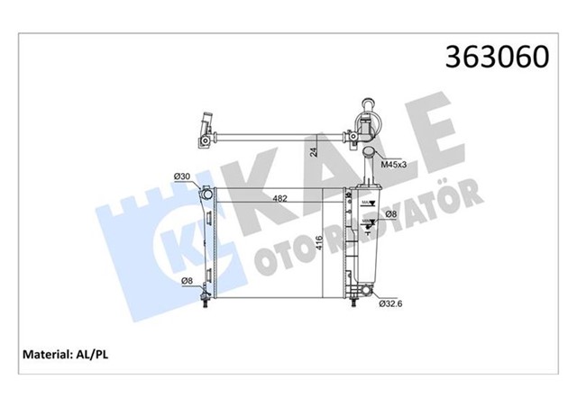 FIAT 500 PANTA 1.2 08 12 AC MT MEKANIK 482X416X24 SU RADYATORU