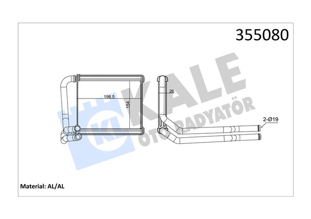 KALORIFER RADYATORU HYUNDAI ACCENT BLUE 11 120X194X26 OTO. - MEK.