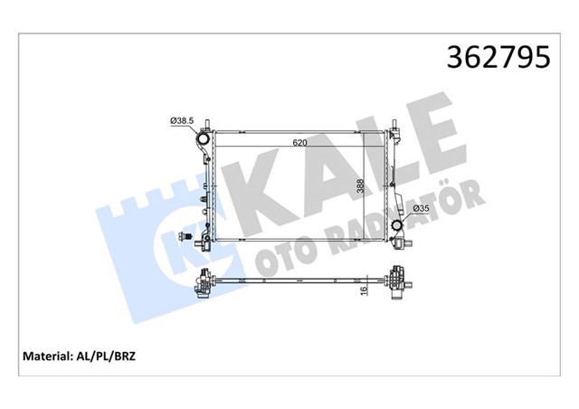 FIAT EGEA 1.6 15 20 MT BRAZING 620X388X16 SU RADYATORU