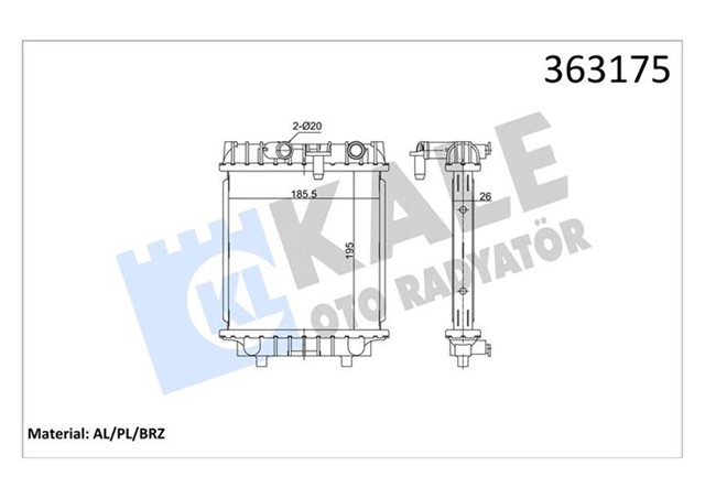 SKODA OCTAVIA III 17 SUPERB III 15 20 2.0TSI - VOLKSWAGEN ARTEON GOLF VII PASSAT ALLTRACK PASSAT 2 .0TDI/TSI 15 MT ARA SOGUTUCU BRAZING 195X185.5X26 SU RADYATORU