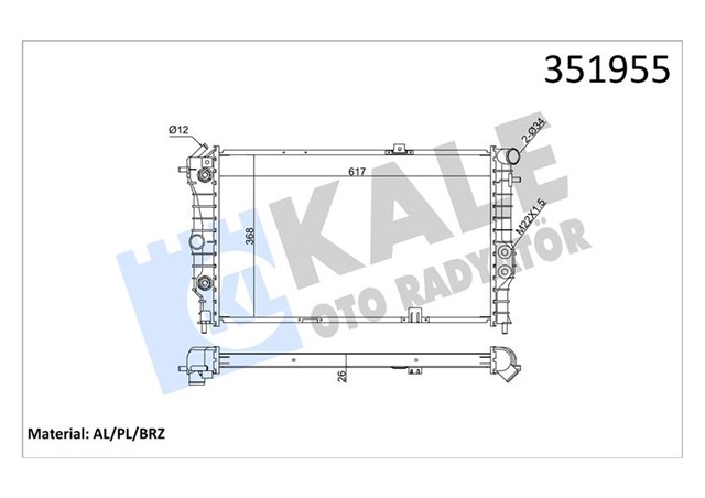 SU RADYATORU OPEL VECTRA A 1.6I 2.0I 16V 1.7D 90 - 95 CALIBRA A 2.0I 94 - 97 MT AC NAC BRAZING 617X368X26 90443463 - 90443466