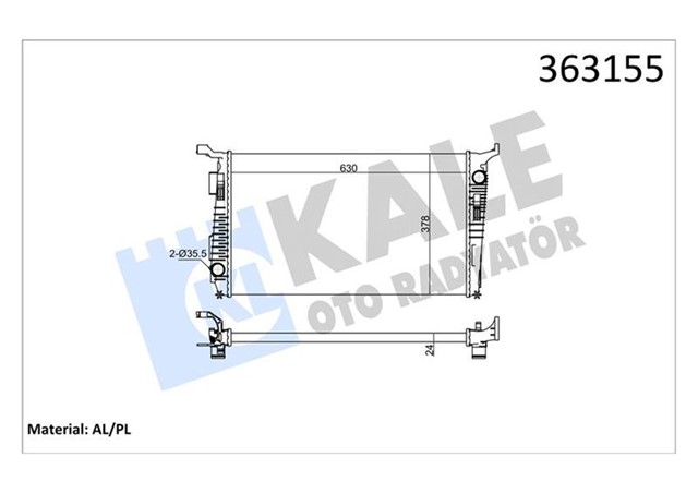 BRAZING VERSIYONU KL346205 DACIA DUSTER 1.5DCI K9K 892 - 894 - 896 - 898 4X4 110HP 10 AC MT MEKAN IK 630X378X24 SU RADYATORU