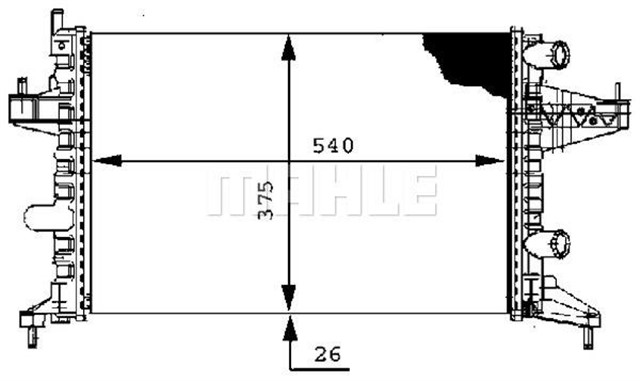 RADYATOR CORSA C - COMBO - TIGRA 1.0 - 1.2 - 1.2 16V - 1.4 - 1.4 16V AC KLIMASIZ MEK 545X359X23 1300236 - 9201955 - 25555161 - 24445162