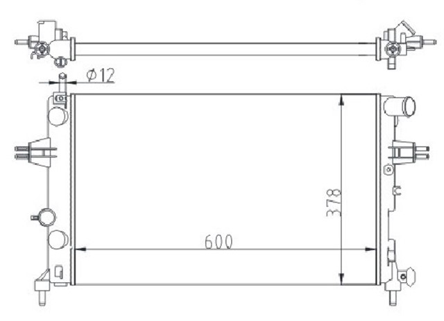RADYATOR ASTRA G - ZAFIRA 1.4 16V - 1.6 16V - 1.8 16V - 2.0 16V - 2.2 16V AC KLIMASIZ MEKANIK 600X377X34