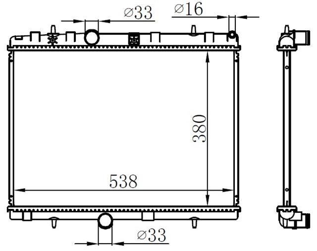 RADYATOR C - ELYSEE - C3 - C4 - C5 I - P207 - P208 - P301 - P307 - P308 - P407 - P3008 - P5008 - RCZ 09 MT 380X538X16