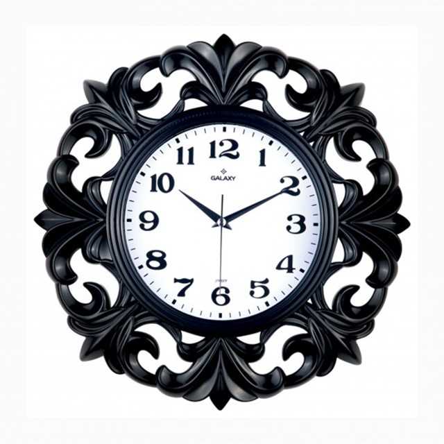 DUVAR SAATI SIYAH CERCEVE CAP:39.5CMX 19.5CM AKRILIK BOYALI ABS KASA MINERAL CAM SESSIZ AKAR MAKINE PVC KADRAN