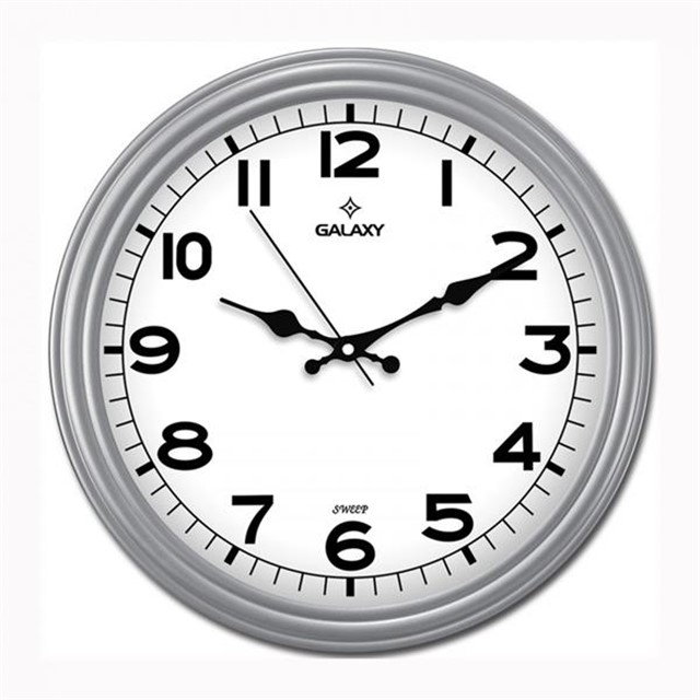 DUVAR SAATI GRI CERCEVE CAP:30CM AKRILIK BOYALI ABS CERCEVE MINERAL CAM SESSIZ AKAR MAKINE PVC KADRAN - KADRAN OLCUSU: 286MM