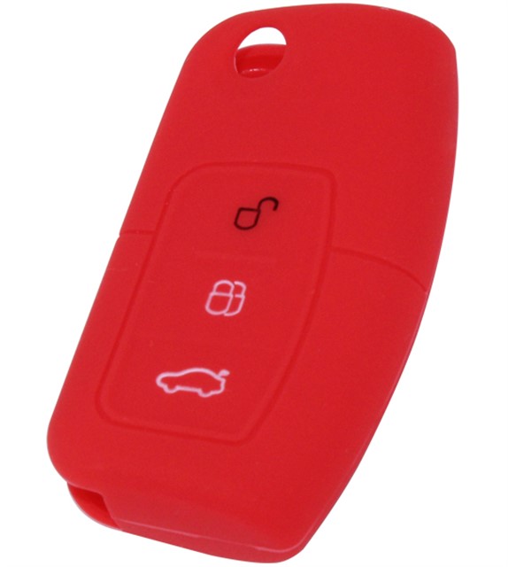 KONTAK ANAHTAR KUMANDA KORUYUCU KILIF SILIKON 3 TUS KIRMIZI FORD FOCUS 2 - FIESTA - X MAX