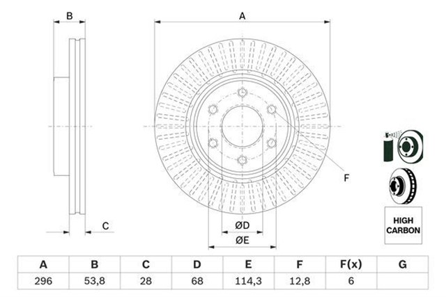 FREN DISKI ON NISSAN NAVARA NP300 D40 05 NAVARA D23. D23T 15 296X53.8X6DELIK