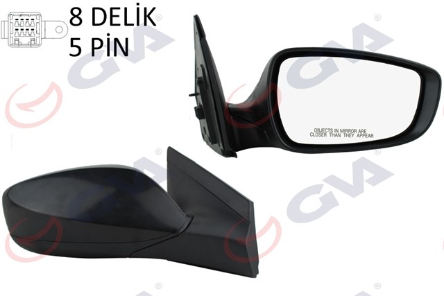 DIS DIKIZ AYNASI SAG BLUE 12 ELEKTRIKLI ISITMALI SIYAH KAPAK KONVEKS 5 FIS VM - 6451ER