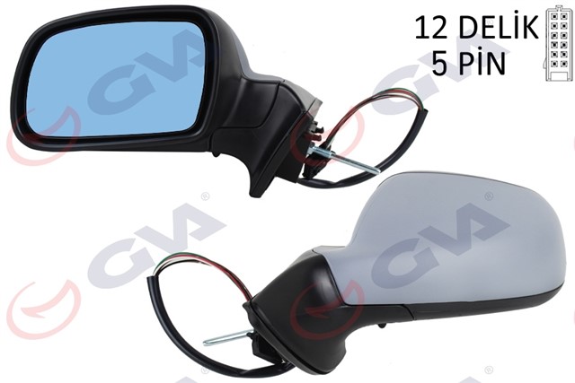 DIS DIKIZ AYNASI SOL 407 05 ELEKTRIKLI ISITMALI MAVI CAM ASTARLI KONVEKS 5 FIS VM - 204EHPL