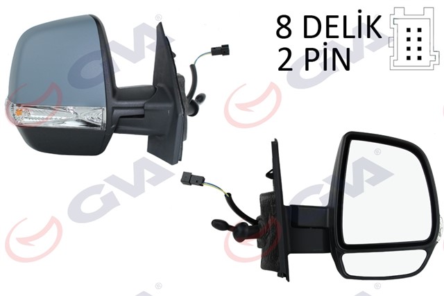 DIS DIKIZ AYNASI SAG DOBLO 11 OPEL COMBO D 12 18 MEKANIK SINYALLI ASTARLI CIFT CAM KONVEKS VM - 669PR