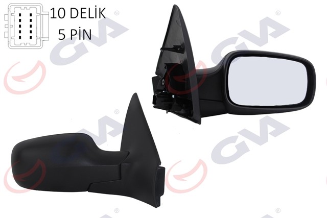 DIS DIKIZ AYNASI SAG MEGANE 02 ELEKTRIKLI ISITMALI SENSORLU KONVEKS 5 FIS VM - 138EHSR