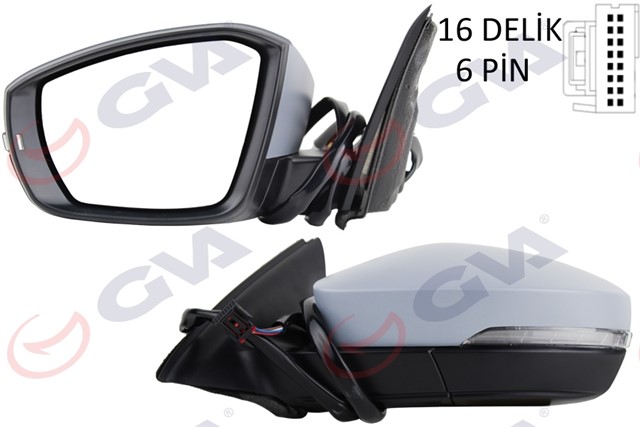 DIS DIKIZ AYNASI SOL OCTAVIA 13 ELEKTRIKLI ISITMALI ASTARLI SINYALLI KONVEKS VM - 614EHPL