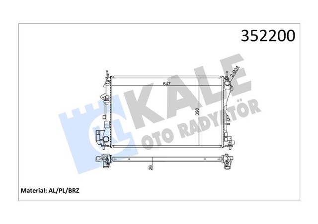 SU RADYATORU OPEL VECTRA C 1.6 1.8 1.6 16V 02 - 08 SAAB 9 - 3 1.8 2.0T 03 - 15 MT AC NAC BRAZING 650X398X26