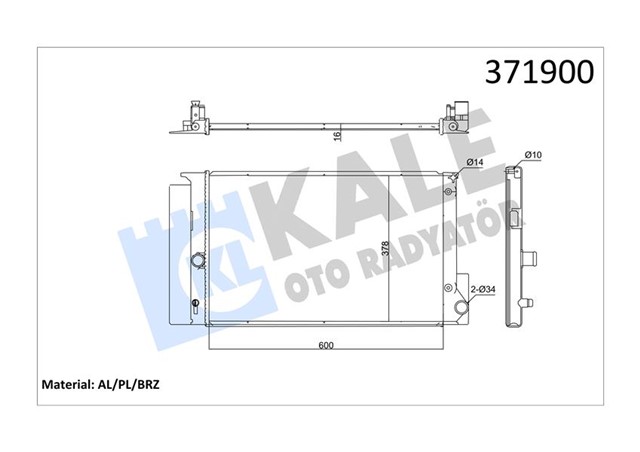 RADYATOR AURIS - COROLLA - VERSO OTOMATIK AL/PL/BRZ 600X378X16