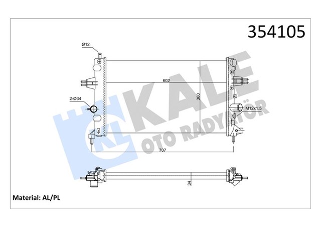 RADYATOR ASTRA G 1.6 Z16XEP AC MEK 600X375X26
