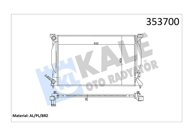 RADYATOR AUDI A4 00 - 04 08 A6 01 - 05 EXEO 08 AL/PL/BRZ 632X408X26