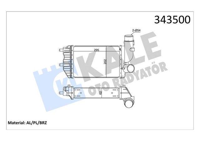 TURBO RADYATORU INTERCOOLER DUCATO - JUMPER - BOXER AL/PL/BRZ 295X202X62