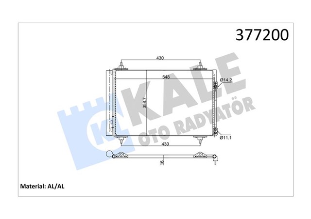 KLIMA KONDENSERI BERLINGO - PARTNER - 307 - 308 - 508 - 5008 - 3008 - C4 - DS4 - DS5 1.4 - 1.6 - 2.0 HDI - VTI