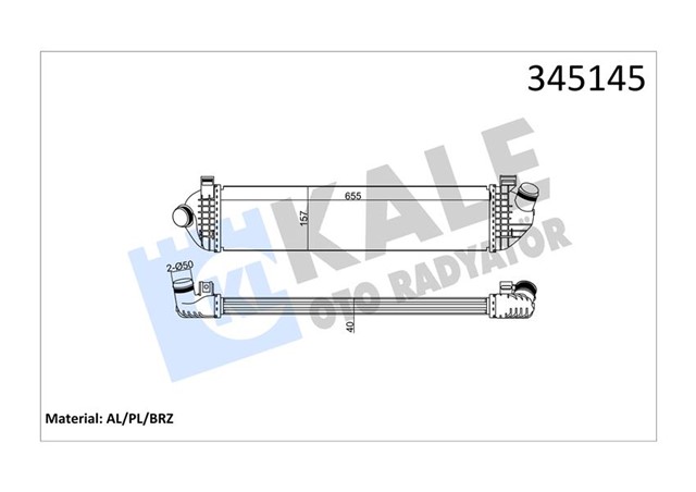 TURBO RADYATORU INTERCOOLER VOLVO C30 06 - 12 - S40 04 V50 04 1.6D - 2.0D - C70 2.0D 08 658X157