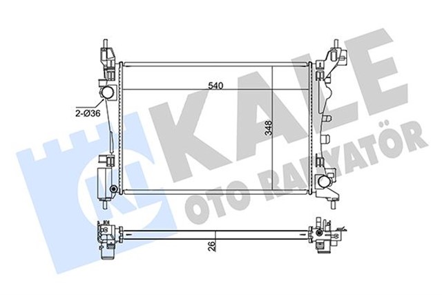SU RADYATORU FIAT PUNTO - FIORINO - QUBO 1.2 1.4 1.4 16V 05 MT AC NAC BRAZING 540X348X26