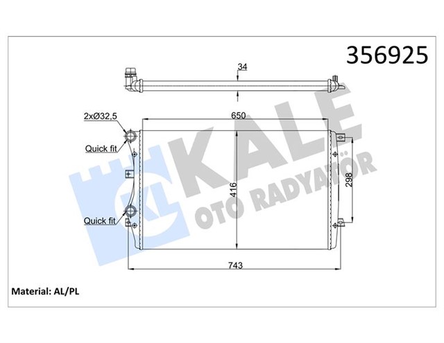 SU RADYATORU GOLF5 - GOLF6 - JETTA - CADDY - PASSAT - A3 - LEON CAXA - BMY - BJB - BXE - BKC 1.4 TSI - 1.9 TDI 04 - 13