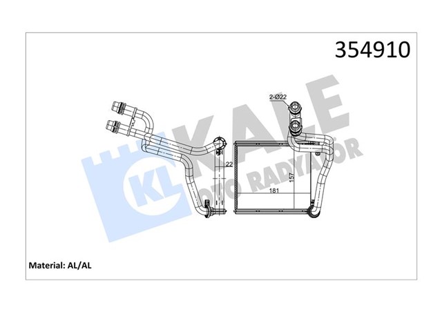 KALORIFER RADYATORU BORULU GOLF VI - JETTA IV - 1.2TSI - 1.4TSI - 1.6 - 2.0TDI 181X157X22