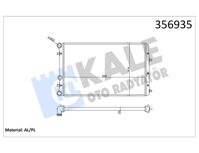 SU RADYATORU VW POLO 02 SEAT CORDOBA - IBIZA III 02 SKODA FABIA 99 1.2 1.4 1.6 16V 1.9TDI MT AC NAC MEKANIK 630X414X23 6Q0121253Q - 6QE121253A