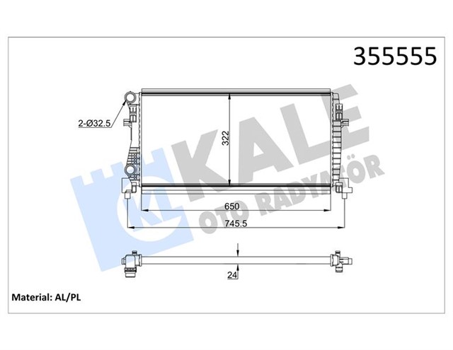 RADYATOR GOLF VII - A3 - LEON - OCTAVIA 1.2 TFSI - 1.6 TDI 13 650X322X23 MRK/OTOM