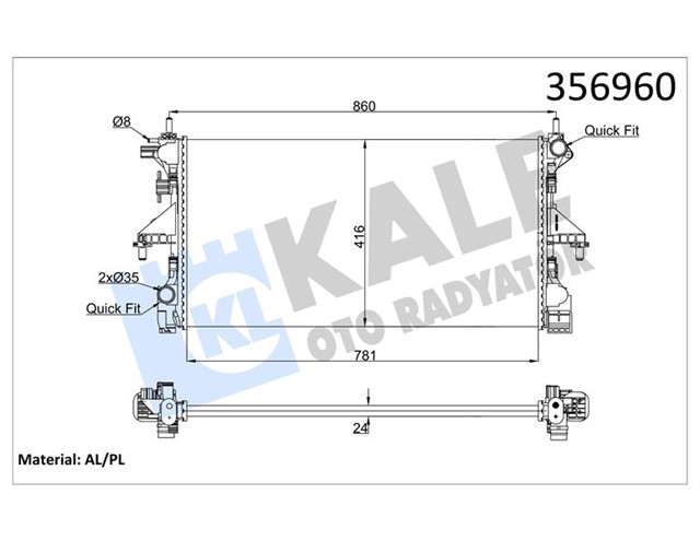 SU RADYATORU PEUGEOT BOXER - CITROEN JUMPER 2.2 3.0HDI 06 FIAT DUCATO 2.3D MTJ 11 MT MEKANIK 781X416X24 1616950280 - 1382424080 - 1617023380 - 1618094280
