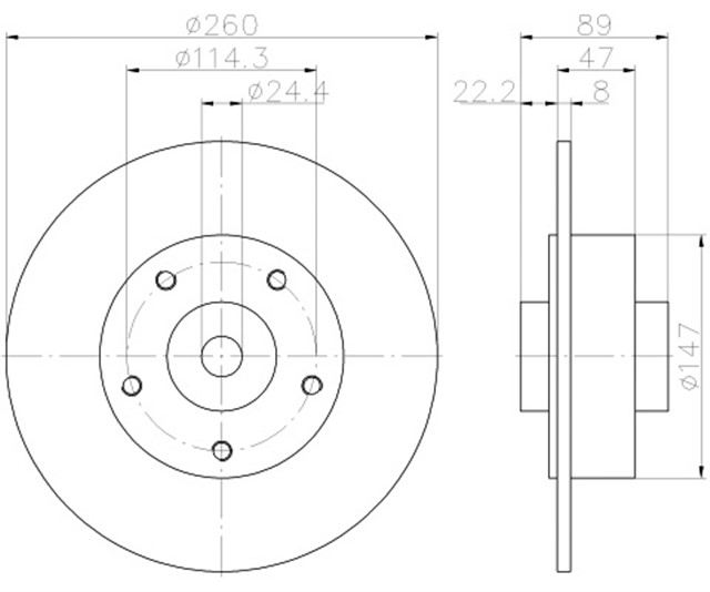 ARKA FREN AYNASI RULMANLI RENAULT MEGANE III 09 FLUENCE 09 CLIO IV 12 SCENIC III 09 260X8X5DELIK