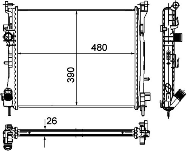 RADYATOR CLIO II - SYMBOL II 1.5DCI AC MEK 479X414X27
